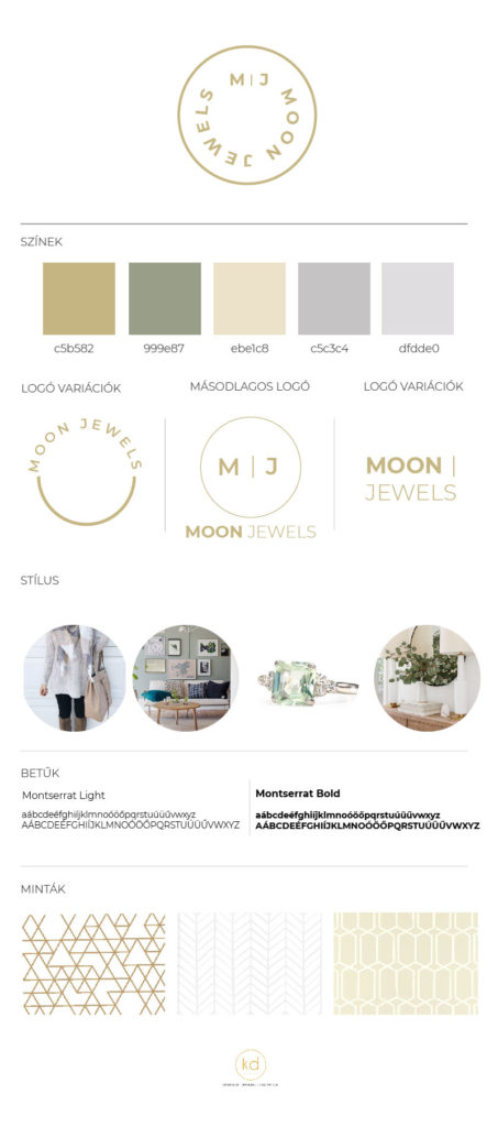 Moon Jewels elegáns, letisztult, minimál brand board ékszer, kozmetikum, tanácsadás, coaching, natúr, bio termékek